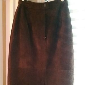 Suede brown pencil skirt